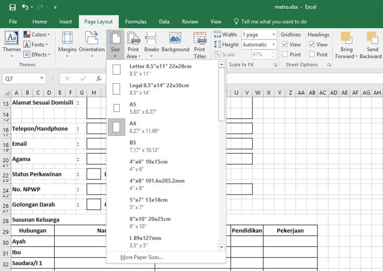 Cara Print di Excel tidak terpotong dan sesuai dengan 